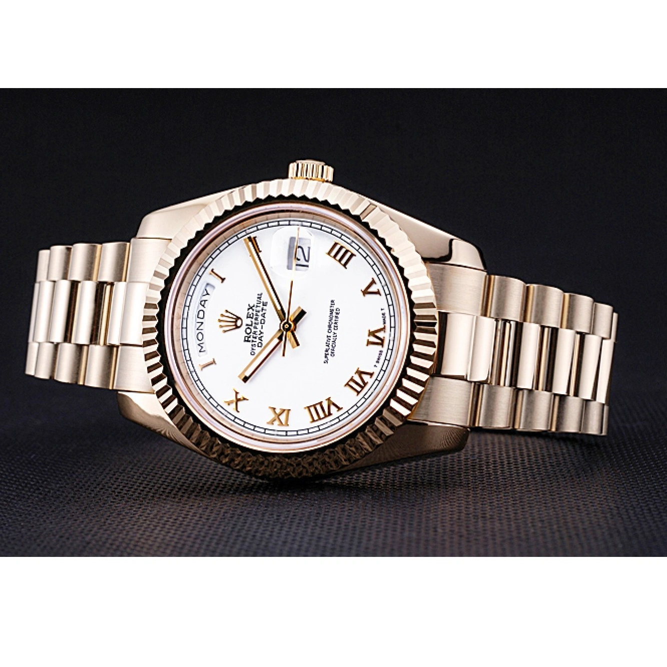 Aaa replica watch Gold Day-Date Bracelet Dial White 622546 Rolex 1016